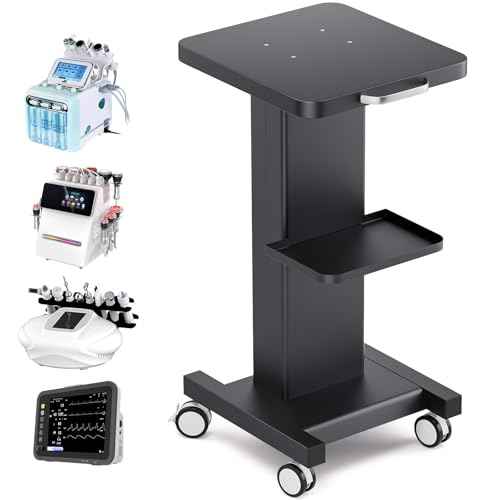 Noverlife Esthetician Trolley Cart with Wheels, Heavy Duty Carbon Steel Spa Beauty Salon Cart, Load 220Lbs, Esthetician Machine Stand Stability Strongly for Beauty Equipment Organizer Trolley