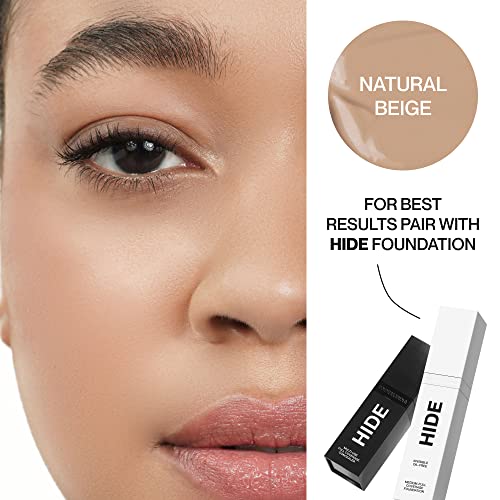 HIDE Liquid Concealer, Medium to Full Coverage Concealer for Blemishes, Under Eye Dark Circles & Scars, Oil Free Concealer, Natural Beige (See Shade Finder), 0.5 fl oz