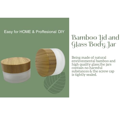 Frosted Glass Cream Jar 4 Pack 1oz with Bamboo Lids