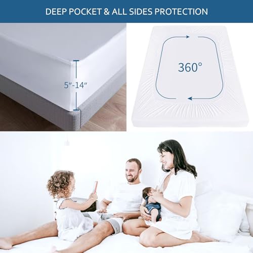 Waterproof Mattress Protector Twin Size,Mattress Cover Protector, Smooth Top Mattress Protector for Kids, Breathable Skin Friendly and Noiseless Fitted Sheet,Twin Size,Polyester