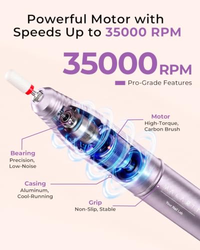 Makartt Cordless Nail Drill 35000RPM Portable E-File Kit