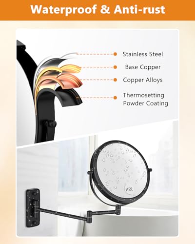 8 Inch Wall Mounted Makeup Mirror 1X/10X Magnifying Double Sided