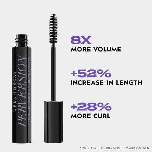 Urban Decay Perversion Volumizing Mascara - Intense Black Lengthening Mascara, Smudge-Resistant, Flake-free, Buildable Lash Volume & Length, Curling & Separating, Vegan Formula, Cruelty-free