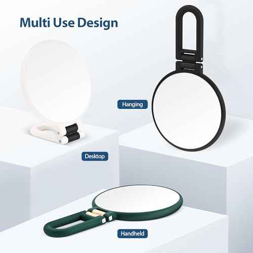 B Beauty Planet 30X Magnifying Mirror, Hand Mirror with Handle, Double Sided Hand Mirror with 30X/1X Magnification, Travel Essential Portable Foldable Makeup Mirror for Precision Makeup Black