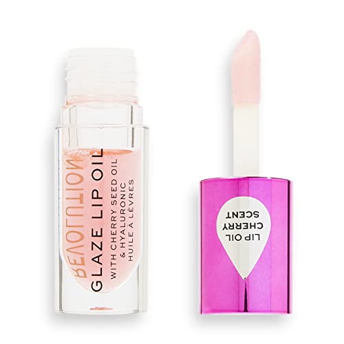 Revolution Beauty London, Glaze Lip Oil, Hydrating & Nourishing Formula, Infused with Vitamin E & Hyaluronic Acid, Glam Pink, 0.15 fl oz