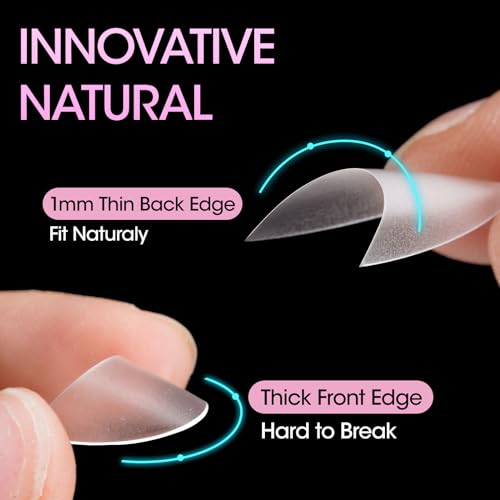 Gellen Short Almond Nail Tips, Half Cover Nail Tips Full Matte Acrylic Clear False Gel Nail Tips, Nail Extension Fake Nail Tips for Nail Art Home DIY Nail Salon 240 Pcs 15Sizes