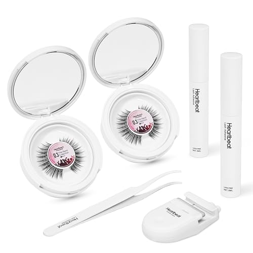 False Lashes Natural Look Thin Band Eyelashes,Wispy Soft Cat Eye Volume Reusable Strip Fake Lashes,with Lash Glue and Eyelash Curler Professional Kit (LS1 Kit)