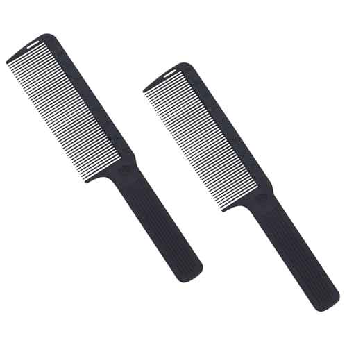 PERFEHAIR 2-Pack Professional Barber Clipper Comb for Fade Blending Flat Top Haircuts 9.4 Inch Carbon Fiber Anti-Static Heat Resistant Durable Hair Cutting Comb for Men & Women