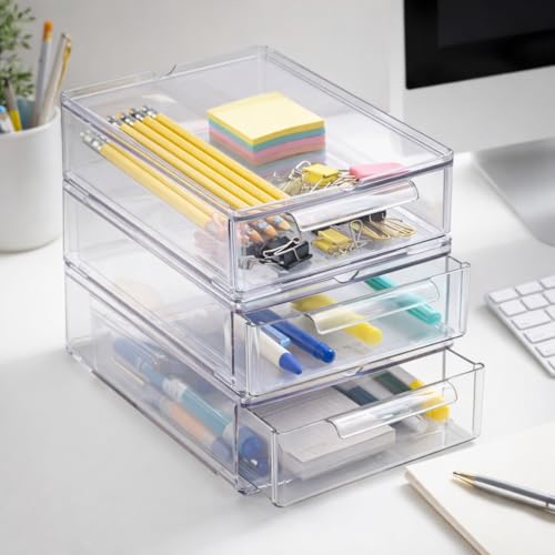 BINO Clear Stackable Storage Drawers 3-Pack Small