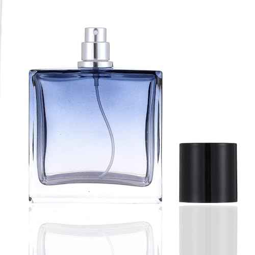 Enslz Refillable Cosmetic Spray Perfume Bottle, Empty Glass Fine Mist Atomizer Essential Oil Container for Travel 100ml /3.4oz (100ml)