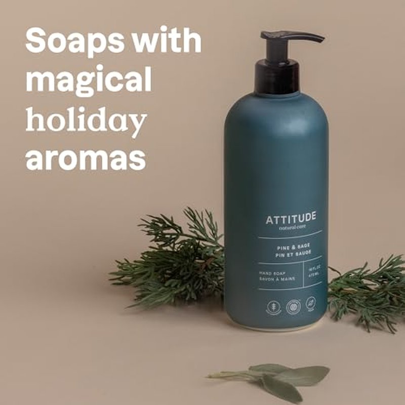 ATTITUDE EWG Verified Liquid Hand Soap, Pine & Sage, 16 Fl Oz