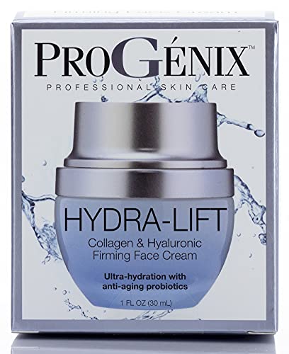 ProGenix Hydra-Lift Collagen + Hyaluronic Acid Face Cream Firming Skin Care Moisturizer Infused Peptides & Green Tea - Rehydrates & Plumps Fine Lines + Wrinkles For Visibly Lifted Contours, 1Oz