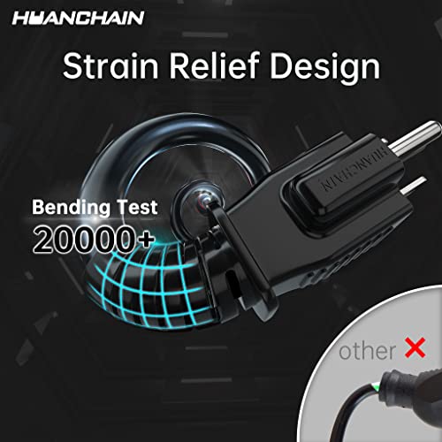 HUANCHAIN Indoor Outdoor Black Extension Cord 15 ft Waterproof, 16/3 Gauge Flexible Cold-Resistant Appliance Extension Cord Outside, 13A 1625W 16AWG SJTW, 3 Prong Heavy Duty Electric Cord, ETL