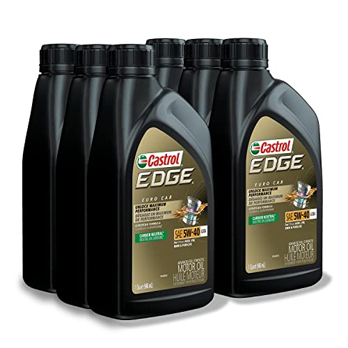 Castrol Edge Euro 5W-40 A3/B4 Advanced Full Synthetic Motor Oil, 1 Quart, Pack of 6