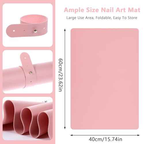 Nail Art Table Mat, Soft Nail Arm Rest Pad for Acrylic Nails, Foldable Nail Hand Rest Pillow Manicure Pad Nail Training Mat for Nail Cushion Nail Table Pad Desk Mat for Nail Technician Salon