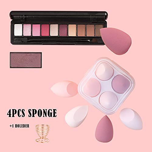 Leeshine Makeup Sponges Set - 4 Pcs Blending Beauty Blenders with Holder & Egg Case, Pink, Pack of 5 Variations