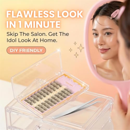 Ninetynine Dreams 60PC K-Pop Idol Spiky Lash Clusters - Reusable & Comfortable