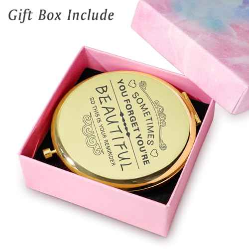Personalized Gifts for Women Girls Her, Custom Gift for Adult Teen Kid, Inspirational Compact Mirror for Christmas, Secret Santa, Stocking Stuffers, Graduation, Birthday, Wedding