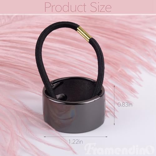 Framendino, Black Ponytail Hair Ties Hair Holder Cuff Metal Circle Elastic Hair Band for Women Girls