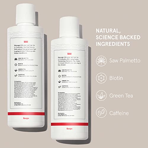 Keeps Hair Thickening Shampoo & Conditioner Set - Treatment for Thinning Hair and Hair Loss - Regrowth for Fuller, Thicker Looking Hair - Infused with Biotin, Caffeine, & Saw Palmetto