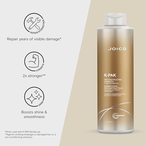 Joico K-PAK Daily Reconstructing Shampoo | For Damaged Hair | Repair Damage & Prevent Breakage | Double Hair Strength | Boost Shine | With Keratin & Guajava Fruit Extract