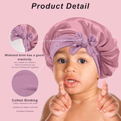 Kids Satin Sleep Bonnet 3-Pack - Adjustable Hair Care Cap