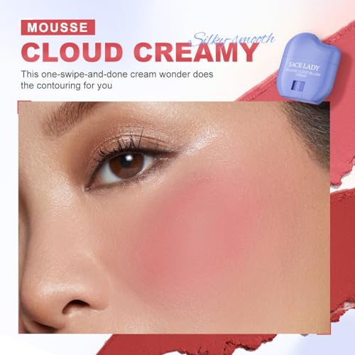 SACE LADY Creamy Blush Face Makeup, No Drying Blusher Cosmetics Pigmented Smooths Nourishes for Lip Eye Cheek Beauty Make Up, 0.31Oz (#03, 0.31Oz)