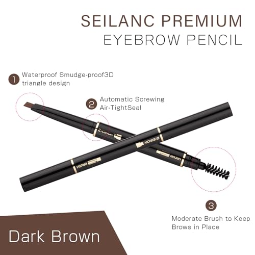 Waterproof Eyebrow Pencil 2 Pack with Brush - Dark Brown