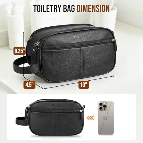 Men's Water-Resistant PU Leather Toiletry Bag Organizer