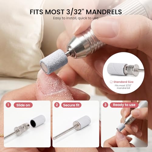 Lavinda 180 Grit Nail Sanding Bands - 100 Pack Drill Bits