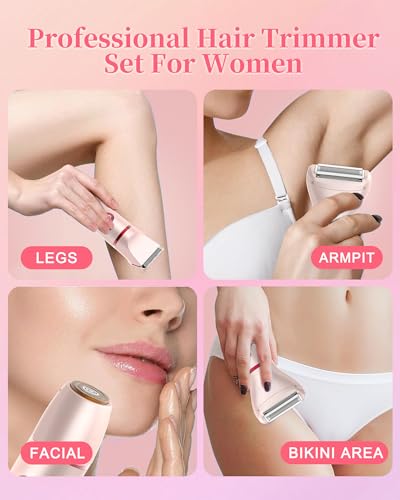 Pink Women's Bikini Trimmer 3-in-1 Waterproof Electric Razor for Legs & Body