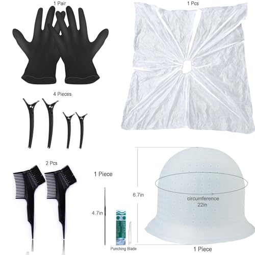 Silicone Hair Highlighting Cap Kit with Hooks & Tools