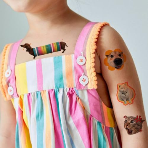 Cat Dog Temporary Tattoos for Kids - 74 Sheets Party Favors