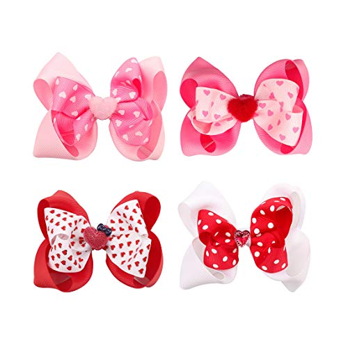 Hair Bow Clips Pin Girls Hairclips Ribbon Hairpins Bowknot for Valentines Days JHV14 (A)