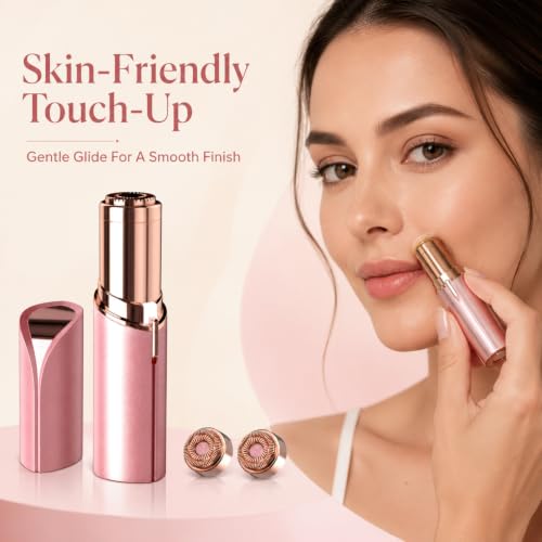 Electric Facial Hair Remover for Women - Rechargeable Shaver with LED Light & 2 Replacement Heads