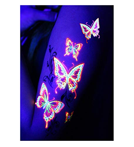 Glow in the Dark Temporary Tattoos – Blacklight Reactive Butterfly
