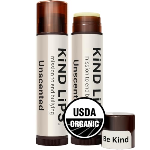 Kind Lips Unscented Organic Lip Balm Fragrance Free Unflavored Natural Moisturizing Lip Care 2 Pack