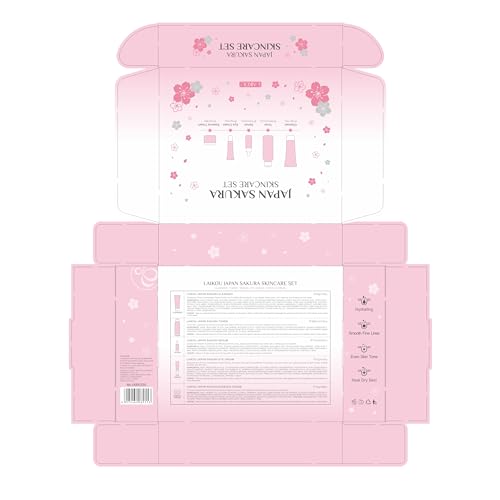 LAIKOU Skin Care Set JAPAN SAKURA Women Beauty Gift Sets Skin Care Kit with Cleanser, Toner, Serum, Eye Cream, Face Cream Travel Kit for Women Teen Girls Mom Daughter Birthday TSA-friendly Sizes 5pcs