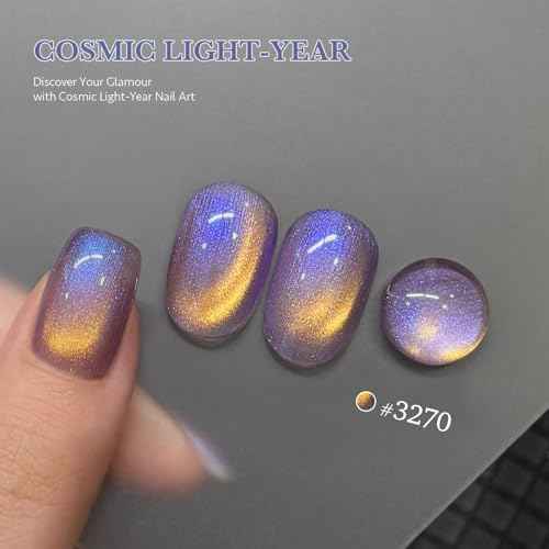 GAOY Glitter Cat Eye Gel Polish Kit with Magnet, 6 Colors Colorful Holographic Nail Polish Set, UV Cure Gel for DIY Manicure at Home