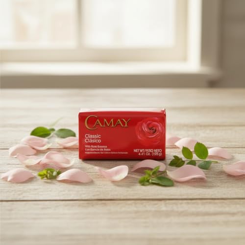 Camay Classic Bar Soap, Rose Essence, 8-Pack of 4.41 Oz Each Soap, 8 Bar Soaps.