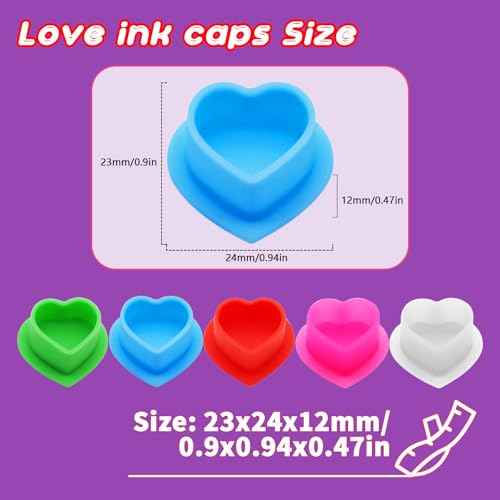 Tattoo Ink Caps Silicone Tattoo Cups Pink 200 Pcs with Base for Tattoo, Ink Caps for Tattooing Microblading Tattoo Supplies