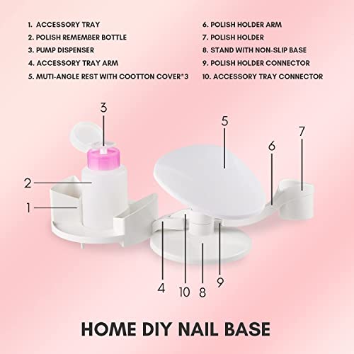 Makartt Gel Nail Polish Remover Clips Kit, Nail Polish Holder Hand Rest, 20 Pcs Resuable Finger and Toenail Acrylic Nail Polish Remover Wraps, Nail Polish Stand with Gel Holders and Multi Angle Rest