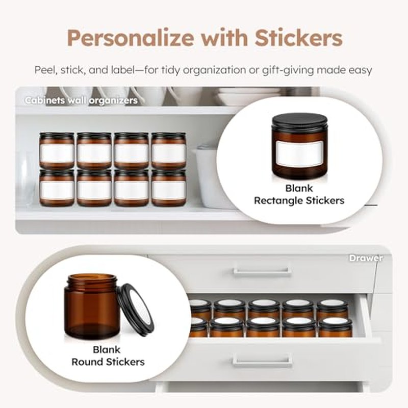 4 oz Amber Glass Jars with Lids, 24 Pack Airtight Containers