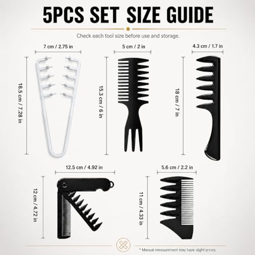 5-Piece Root Lift Texture Comb Set for Men & Women