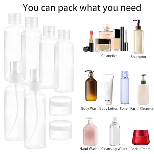 Travel Bottles Set TSA Approved Leak-Proof Reusable Cosmetic Containers