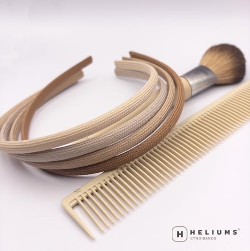 Heliums Thin Headbands For Women - 8mm Stylish Hairbands for Girls, 4 Count, Blends with Hair Color (Dark Blonde, Sandy, Beige and Ash Blonde)