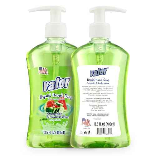 Valor Moisturizing Liquid Hand Soap, |Hand soap| Suitable for All Skin Types, Delightful Cucumber & Watermelon Scent, 13.5 Fluid Ounces (Pack of 6)