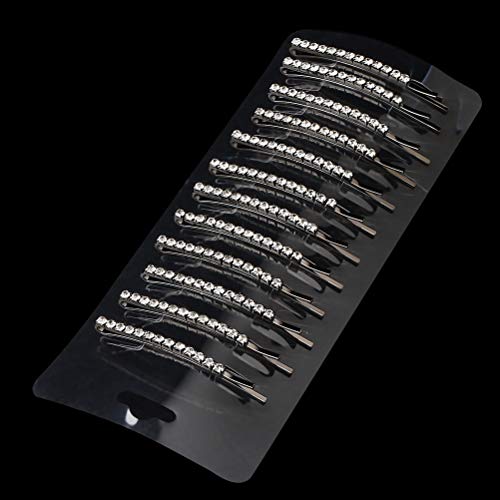 12 Rhinestone Bobby Pins Silver Crystal Hair Clips