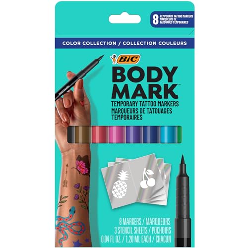 BodyMark Temporary Tattoo Markers 8-Pack Skin-Safe