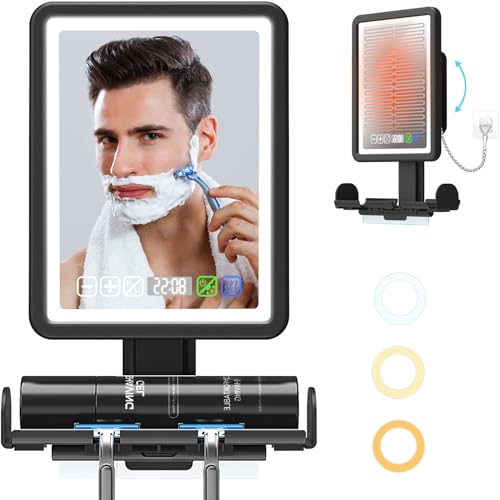 LED Fogless Shower Mirror with Heated Anti-Fog & Digital Clock